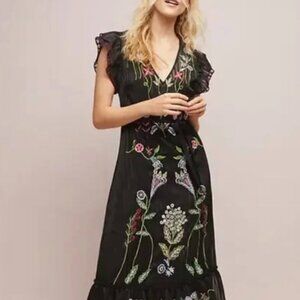 Anthropologie Not So Serious Corsica Black Beaded Maxi Dress - Size 6